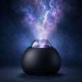 Galaxy star projector on deep indigo studio backdrop